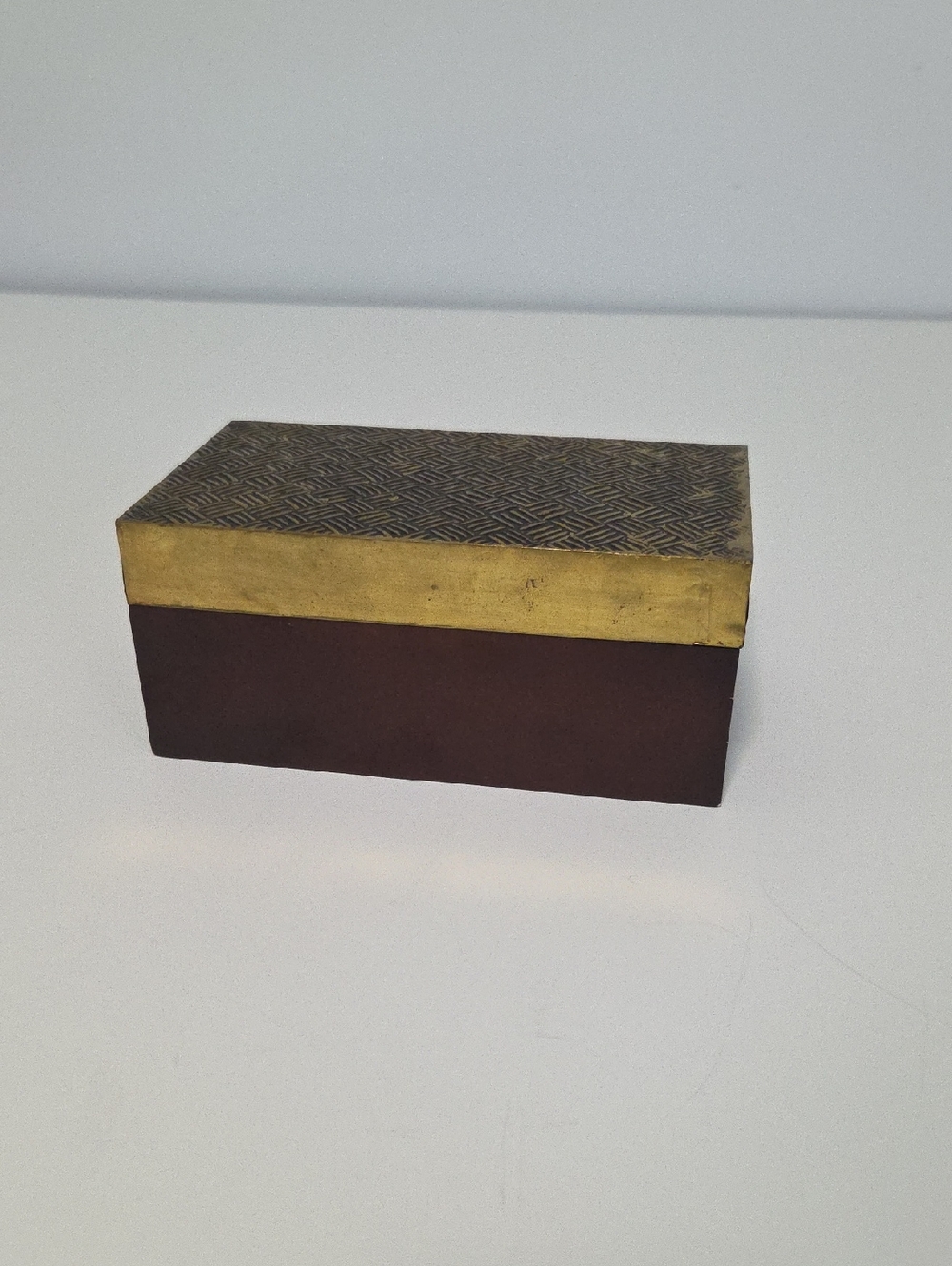 Pottery Barn Brass-Trim Brown Decorative Box